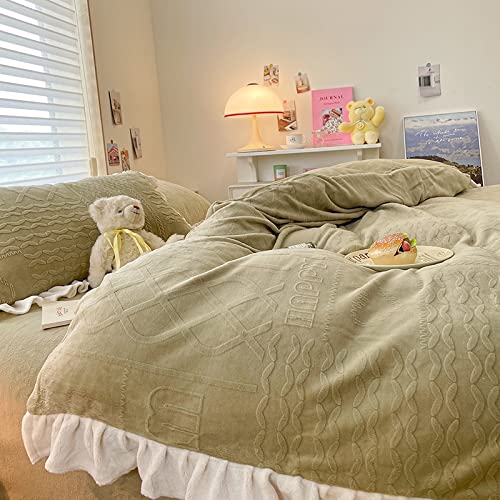 Luxuriöses Baumwoll-Bettwäsche-Set, Herz-Spitze, Samt, Bettbezug, weich, rosa, Diamant-Design, Winter-Bettwäsche für Paare, gemütlich, King-Size-Bett, elegante Wohnkultur