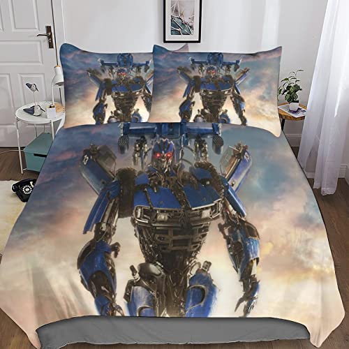 YINGD Transformer 3D Druck Mikrofaser äsche, Film Bettbezug Kissenbezügen, geeignet für Jungen Mädchen, Reißverschluss, 3 teilig, Doppelbett, 220 x 240 cm