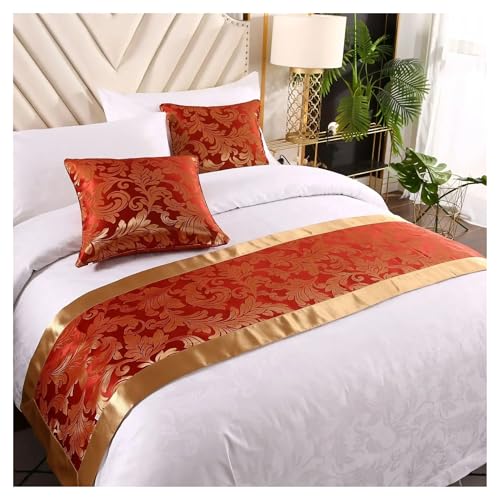 BUERGEYI 50 cm breite Phoenixschwanz-gemusterte Bettfahne, blauer Hintergrund mit goldenem Rand, Betttuch, Bettwäsche, Dekorationen, Hotels und Gastfamilien (Stil 4,50 x 260 cm, 1 Stück)