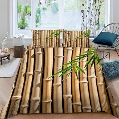 Bambus Bettwäsche 135x200 Landhausstil Bettwäsche-Sets 3D Gedruckter Bettbezug Weiche Kuschelig Mikrofaser Bettbezüge mit Reißverschluss und 2 Kissenbezüge 80x80 D-310