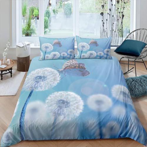 Sezhiqeu Pusteblume Schmetterling Bettwäsche 140x200, Super Weich Mikrofaser 3D Bettwäsche Set Insekt Blume Bettbezug + 2 Kissenbezug 80x80 cm mit Reißverschluss I194 Sezhiqeu Pusteblume Schmetterling Bettwäsche 140x200, Super Weich Mikrofaser 3D Bettwäsche Set Insekt Blume Bettbezug + 2 Kissenbezug 80x80 cm mit Reißverschluss I194