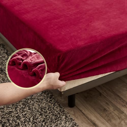 DOTBUY-SHOP Spannbettlaken 180x200cm - 25 cm Tief Bettlaken,Atmungsaktive Bettwäsche aus Gebürsteter Milch-Samt, Mit Gummizug Farbecht für Boxspring und Wasserbetten (Weinrot,180x200cm) DOTBUY-SHOP Spannbettlaken 180x200cm - 25 cm Tief Bettlaken,Atmungsaktive Bettwäsche aus Gebürsteter Milch-Samt, Mit Gummizug Farbecht für Boxspring und Wasserbetten (Weinrot,180x200cm)