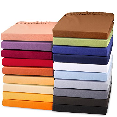 aqua-textil Exclusiv Spannbettlaken 200x220 - 220x240 cm Natur Jersey Baumwolle 230g/qm Spannbetttuch Elastan Laken