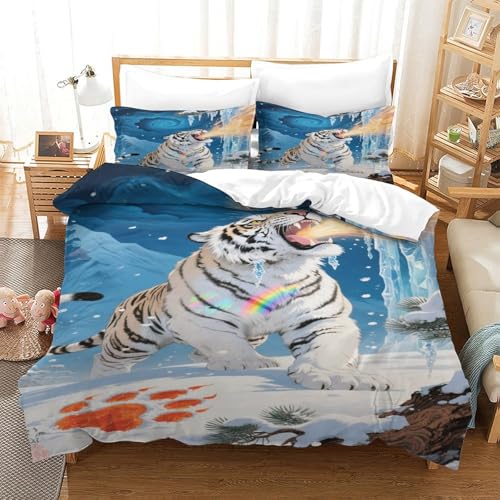 CHUIYUFULAN Tiger Bettbezug Bettwäsche-Sets Kinderbettwäsche Reißverschluss Mit Kissenbezügen, Betten Set Für Jugendliche Kinder Schlafzimmer Single?140x200cm?