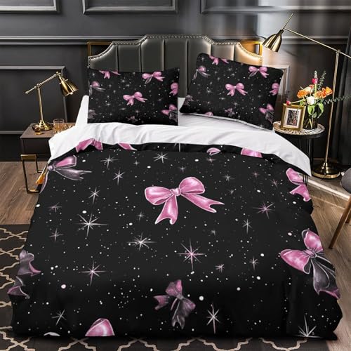 VOXYTMLWG Pink Cherry Blossoms 3D Gedruckt Bettwäsche 3 Teilig mit Reißverschluss Aquarell Blütenmuster Bettbezug Weich mit Kissenbezug for Erwachsene,Frauen,Mädche n,Kinder Double?200x200cm?