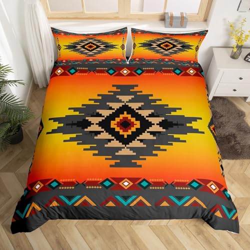 Western Decor Vintage exotische indische Geometrie Trösterbezug Boho Western Bettwäsche-Sets Queen, ethnischer Tribal Pfeil, Bettbezug, Azteken-Bettwäsche, westliche Heimdekoration, Bauernhaus-Dekor