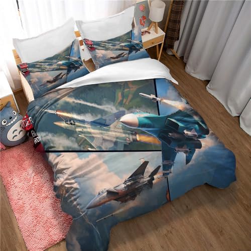 Ste-X Bettbezug War Thunder | Wendbarer, Beidseitiger Bettbezug Mit Passendem Kissenbezug (135x200cm,War Thunder 06)