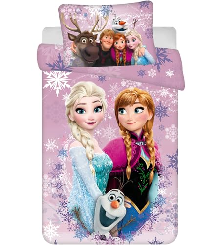 Disney Frozen Kinder Bettwäsche Eiskönigin Anne ELSA Kopfkissen Bettdecke 135/140 x200 cm lila