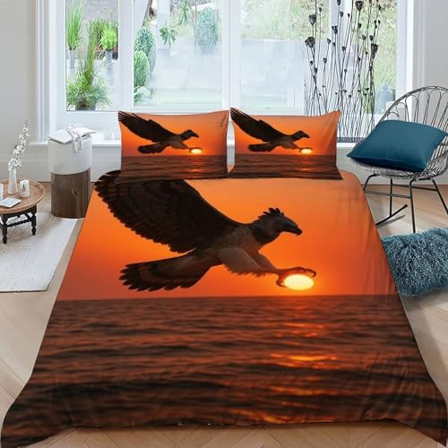 Twilight Adler Bettbezug Bettwäsche Animal Themes Forest Animals Mit Kissenbezügen Betten Set Mit Reißverschluss Für Jungen Und Mädchen,Kinder King?220x240cm?