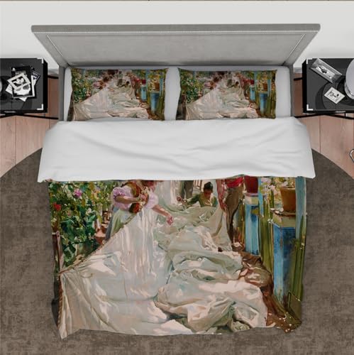 DINGSION Joaquín Sorolla y Bastida Style Bettwäsche Set 3-teilig Flicken des Segels 1896 Weiche, atmungsaktive Bettwäsche für Schlafzimmer mit 2 Kissenschäfchen 200 x 200 cm