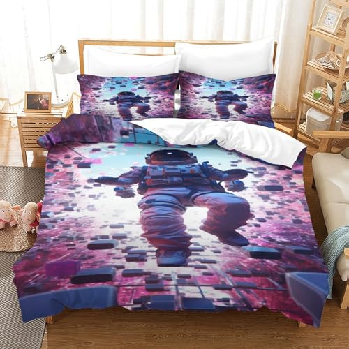 RVZADEERD Astronauten Bettbezug Bettwäsche Set Kinderbettwäsche-Set Reißverschluss Mit Kissenbezug Betten Set Für Jugendliche Kinder Schlafzimmer Single?140x200cm?