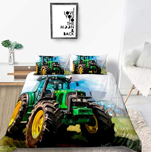Impressive Junge Set 3D Bettlaken Bettbezug Kissenbezug 100% Mikrofaser Stoff Traktor Sportwagen Kind Kissenbezug 50x90cm 200x230cm