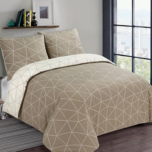 Vision Hugo Beige – Bettwäsche aus Flanell, wendbar, Beige und Elfenbein, Doppelbett 240 x 220 cm und 2 passende Kopfkissenbezüge 65 x 65 cm, 100 % Baumwollflanell Vision Hugo Beige – Bettwäsche aus Flanell, wendbar, Beige und Elfenbein, Doppelbett 240 x 220 cm und 2 passende Kopfkissenbezüge 65 x 65 cm, 100 % Baumwollflanell