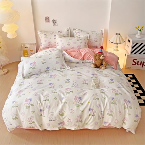 YZQGLHP Bettwäsche Set 200x220 BlüMchen Bettbezug Microfaser 3D Bettwäscheset Jugendliche Blau Weiß Deckenbezug King Size 3 Teilig Modern Luxus Bettgarnitur Paare Set Reißverschluss