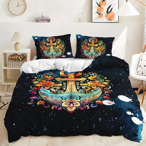 ZKTCYC Bettwäsche Kinder Anker Sternenhimmel Bettbezug 100x135 Kinder Junge Mädchen Kinderbettwäsche Set aus Mikrofaser mit Kissenbezug 40x60 cm