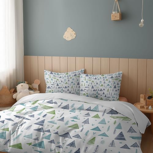 Bettwäsche 155 x 200 cm Geometrische Streifen 3D Effekt Bettdeckenbezug Abstrakte Bäume Grünen Pfeilen Bettwäsche-Sets, Weiche Atmungsaktiv Wende Bettwäsche Bettbezug für Kinder Jugendliche Erwachsene