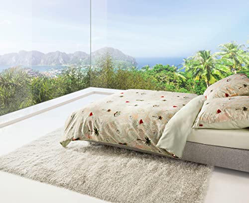 fleuresse Mako-Satin Bettwäsche 135x200 Paisley Ananas Melone Wende 114352-02