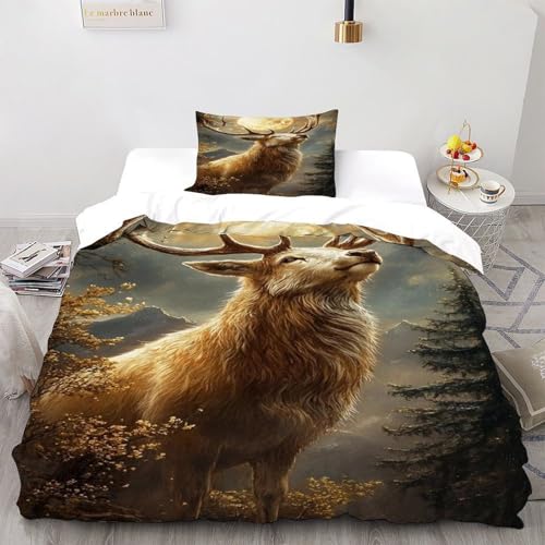 LumeNest Hirsch Vollmond Bettwäsche-Set,2 Teilig,fürKinder,Jungen, Mädchen,Erwachsene, Animal Themes Wildlife Daunendecke,Single?135x20 0cm? LumeNest Hirsch Vollmond Bettwäsche-Set,2 Teilig,fürKinder,Jungen, Mädchen,Erwachsene, Animal Themes Wildlife Daunendecke,Single?135x20 0cm?