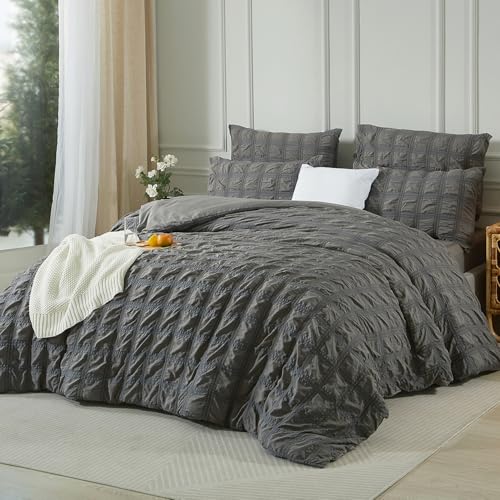 Luofanfei Seersucker Bettwäsche 155x220 Grau Sommer Kühlende Gestreift Karo Uni Muster Wende Bettwäsche Atmungsaktiv Leicht Bettbezug Einzelbett und Kissenbezüge 80x80 mit Reissverschluss Luofanfei Seersucker Bettwäsche 155x220 Grau Sommer Kühlende Gestreift Karo Uni Muster Wende Bettwäsche Atmungsaktiv Leicht Bettbezug Einzelbett und Kissenbezüge 80x80 mit Reissverschluss