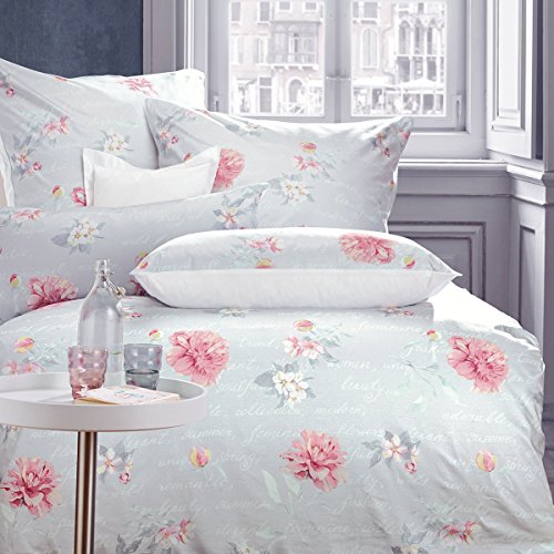 Curt Bauer Mako-Satin Wendebettwäsche Allegra grau-rosa 1 Bettbezug 140 x 200 cm + 1 Kissenbezug 70 x 90 cm