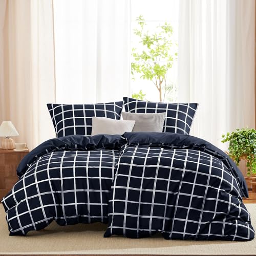 WAVVE Bettwäsche 135x200 4teilig Bettbezug - Bettwäsche-Sets 135 x 200 cm 2er Set mit 2 Kissenbezüge 80x80cm, ÖKO-TEX, Blau