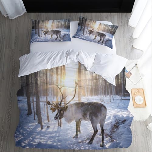 XPINGO Kinder Bettwäsche Elch 135x200 cm 2teilig 100% Mikrofaser Sommer Weiche Warm Bettbezüge mit Reißverschluss 3D Winterthema Hirsch Bettbezug mit Kissenbezüge 80x80 cm?Stil 326-10? XPINGO Kinder Bettwäsche Elch 135x200 cm 2teilig 100% Mikrofaser Sommer Weiche Warm Bettbezüge mit Reißverschluss 3D Winterthema Hirsch Bettbezug mit Kissenbezüge 80x80 cm?Stil 326-10?