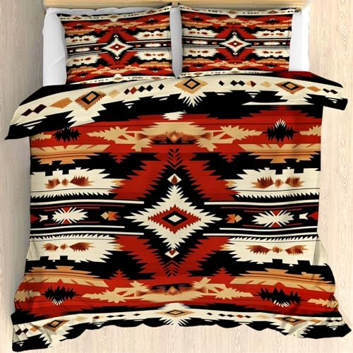 Maohryzed Retro Azteken Bettwäsche 135x200 cm mit Einem Kissenbezug 80x80 cm - Südwestliche Stämme Bettbezug 135 X 200 cm in Wendebettwäsche - Bettwäsche-Sets mit Reißverschluss 2 Teilig