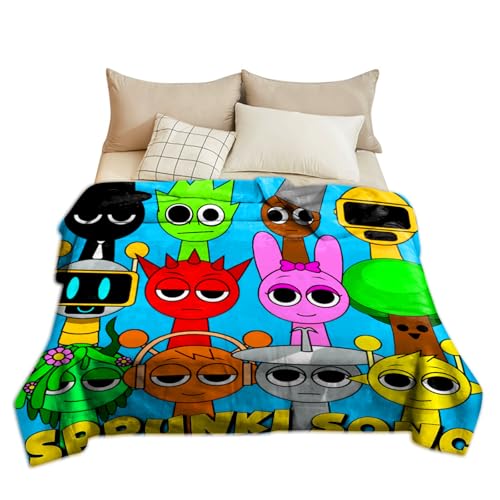 Zhongkaihua Sprunki-Decke, Sprunki-Cartoon-Anime-Dru ck, weich, flauschig, Flanell, Mittagessen, Schlaf, Weihnachten, Winterdecke, ideales Wärme, Bettwäsche, Geschenk, 80 x 120 cm