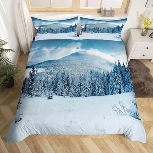 SJSXWQN Bettwäsche 135x200 Schneeberg Bettwäsche-Set mit Reißverschluss Schließung für Kinder Mädchen Weicher Atmungsaktive Mikrofaser Bettbezug + 2 Kopfkissenbezug 80x80 cm