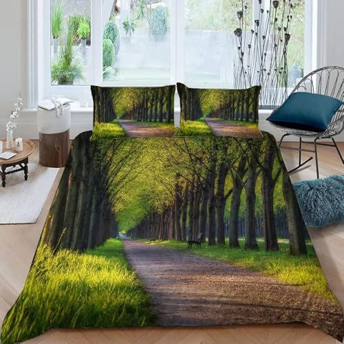 Baumallee Bettwäsche 140x200 3D Drucken Europäischer Landhausstil Bettwäsche-Sets Weiche Kuschelig Mikrofaser Bettbezug mit 2 Kissenbezüge 80x80 cm mit Reißverschluss m-1719