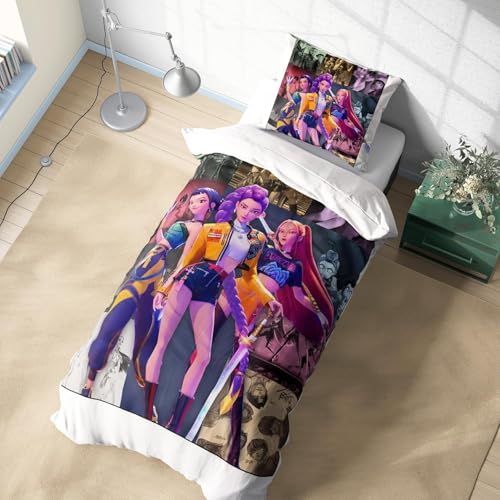 Generisch Anime Bettwäsche Sets 100x135cm,Rumi Mira Zoey Jinu Tiger Saja Polyester Bettbezug mit 1 Kissenbezug 40x60cm