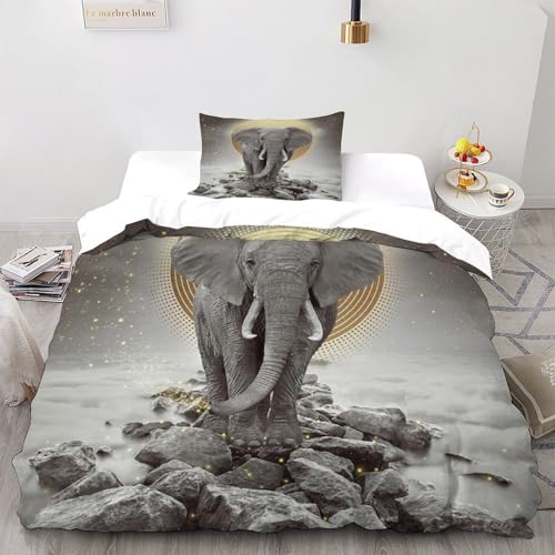 SOBKLIDE Wildes Pferden Bettwäsche-Sets 2 teilig Für Jungen Und Mädchen 3D-Digitaldruck Netter Druck Weiche Mikrofaser Mit Reißverschluss Und Kissenbezug Single?135x200cm?