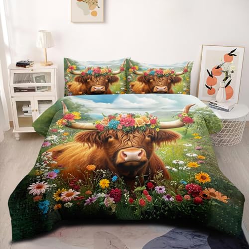 CCoutueChen Queen-Bettwäsche-Set mit Kuhmuster, Landhaus-Bettwäsche-Sets für Erwachsene, Herren, mit 2 Kissenbezügen, 90 x 90 cm