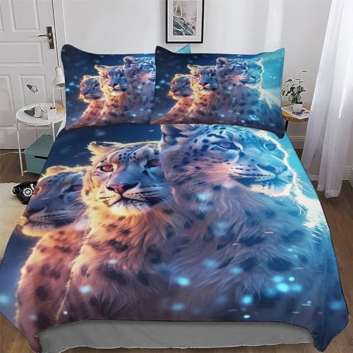 AAPZY Leopard Bettwäsche Set 2tlg Mit Kissenbezug Atmungsaktiver Mikrofaser Bettbezüge Bettbezug Für Optimales Schlafklima Für Erwachsene Teenager Kinder Single (135x200cm)