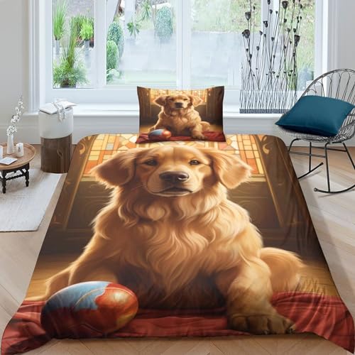 Bettzeug Kunst Hund Bettwäsche Kissenbezüge Steppen Niedliche Haustiere Bettbezug MikrofaserBettdecke Decken Set 2 Teilig 3D Druck Foto Bettzeug Für Jugendliche Kinder Schlafzimmer Single?135x200cm?