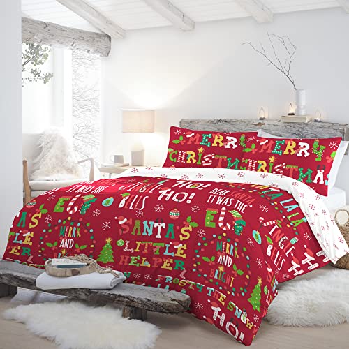 Fusion Wende-Bettwäsche-Set mit Weihnachtsmann-Motiv – Einzelbettgröße in Rot, Elfenrot Fusion Wende-Bettwäsche-Set mit Weihnachtsmann-Motiv – Einzelbettgröße in Rot, Elfenrot