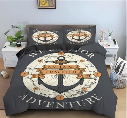 LMMSMGS Bettwäsche 140x200 70x90 Anker Bettwäsche-Sets– Weiches Mikrofaser-Set mit Bettbezug 140x200 + 1 Kissenbezüge mit Reißverschluss Eckbinder für Mädchen Jungen