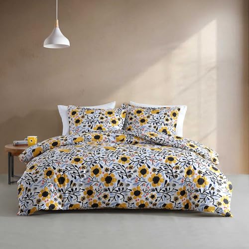 MARIMEKKO Bettwäsche-Set für Doppelbett, Baumwollperkal, wendbare Bettwäsche mit passenden Kissenbezügen, Florale Heimdekoration (Mykero, Mehrfarbig, Doppelbett/Queensize-Bett )