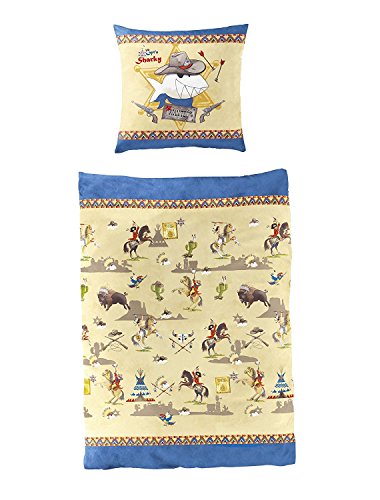 Bierbaum Wendebettwäsche Renforcé blau/natur Größe 135x200 cm (80x80 cm)