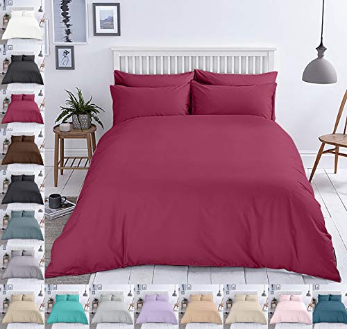 Mixibaby Bettwäsche Baumwolle Renforce Reißverschluss Größe Design 2-3 teilig Wählbar, Farbe Bettwäsche:Weinrot, Größe:155 x 220 cm