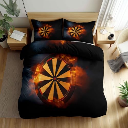 Generisch Bettwäsche Set Schwarz Bettbezug 200 x 220 cm, Digitale Kunst Brennende Pfeile Bettwäsche-Sets 3 teilig, Weiche Bettbezug mit Reißverschluss und 2 Kissenbezug