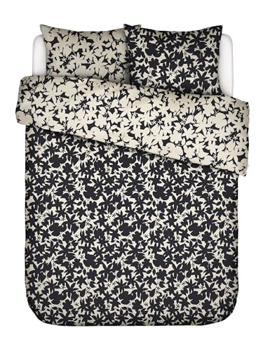 ESSENZA Bettwäsche Imara Anthrazit, 200x200 + 2X 80x80 cm - 100% Baumwollpercale 200TC - Blumen