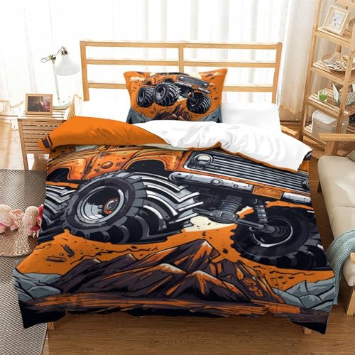 NQHXLRUDC 3D Druck Steppdeckenbezug Monster Truck Ultra Truck Mikrofaser Mit Reißverschluss Bettbezug Mit Kissenbezug Bettwäsche Für Erwachsene Jungen Mädchen Single?135x200cm?