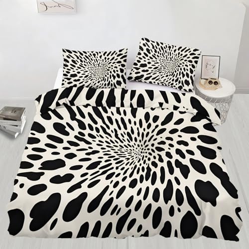 Unregelmäßige Punkte, Bettbezug, Super-King-Size-Vortex-Be ttwäsche-Set mit 2 Kissenbezügen, abstrakte Punkte, atmungsaktiv, ideal für alle Jahreszeiten (260 x 220 cm)