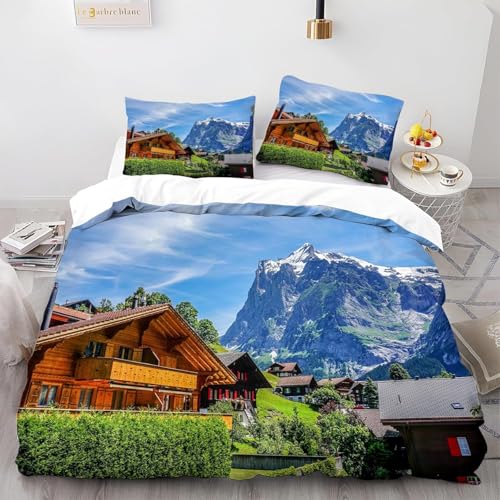 Landhaus Bettwäsche 200x220 cm Winter Bettwäsche-Set 3D Landschaft Bettbezüge Weiche Kuschelig Mikrofaser Bettbezug mit Reißverschluss und 2 Kissenbezüge 80x80 cm a.821 Landhaus Bettwäsche 200x220 cm Winter Bettwäsche-Set 3D Landschaft Bettbezüge Weiche Kuschelig Mikrofaser Bettbezug mit Reißverschluss und 2 Kissenbezüge 80x80 cm a.821