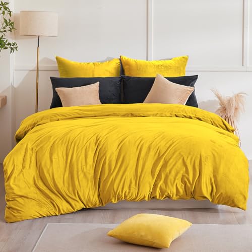 Beqnat Winter Flanell Bettwäsche 135x200 - Warme Flauschige Teddy Plüsch Bettwäsche Sets Cashmere Touch Winterbettwäsche Fleece 1 Bettbezug + 1 Kissenbezug 80x80 mit Reißverschluss, Gelb Beqnat Winter Flanell Bettwäsche 135x200 - Warme Flauschige Teddy Plüsch Bettwäsche Sets Cashmere Touch Winterbettwäsche Fleece 1 Bettbezug + 1 Kissenbezug 80x80 mit Reißverschluss, Gelb
