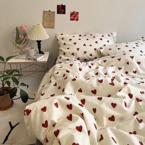 Tabeskly Herzen BettwäSche Mädchen Kinder Bed Duvet Cover Bedding Set Gelb 135×200cm