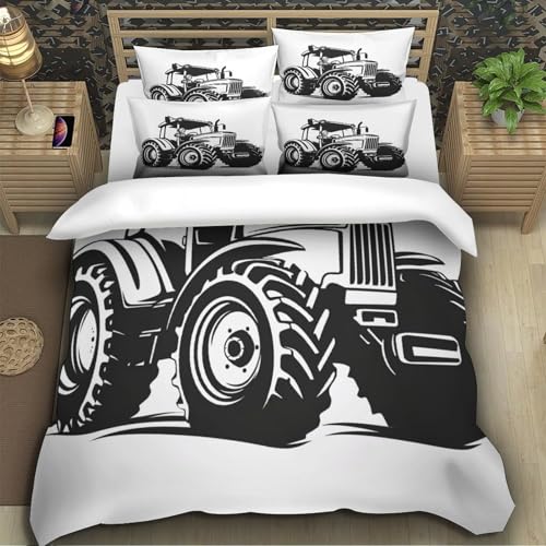 TZOVPCDFA Traktor Bettbezug Bettwäsche Kinderbettwäsche-Set Reißverschluss Mit Kissenbezügen Betten Set Für Jugendliche Kinder Schlafzimmer Single?140x200cm?