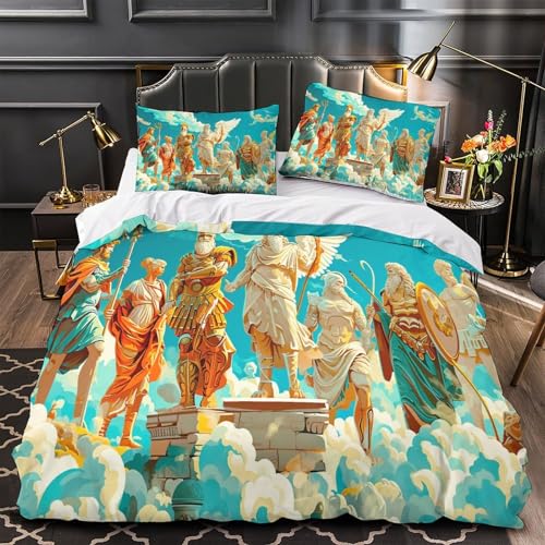 RIAVBAODG 3D Elysium,Paradies Bedrucktes Bettwäsche Set griechische Götter 3 Teilig 100% Mikrofaser Bettbezug Mit Reißverschluss Luxus Modern Für Erwachsene Und Kinder Single?140x200cm?