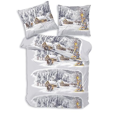 LINKHOFF Biber Bettwäsche 135x200 2tlg.- Weihnachts-Bettwäsche Weihnachten - Winterlandschaft Grau Weiß - Weihnachtsbettwäsche - Feinbiber 100% Baumwolle LINKHOFF Biber Bettwäsche 135x200 2tlg.- Weihnachts-Bettwäsche Weihnachten - Winterlandschaft Grau Weiß - Weihnachtsbettwäsche - Feinbiber 100% Baumwolle